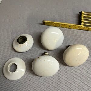 Antique vintage porcelain door knobs, 3 white